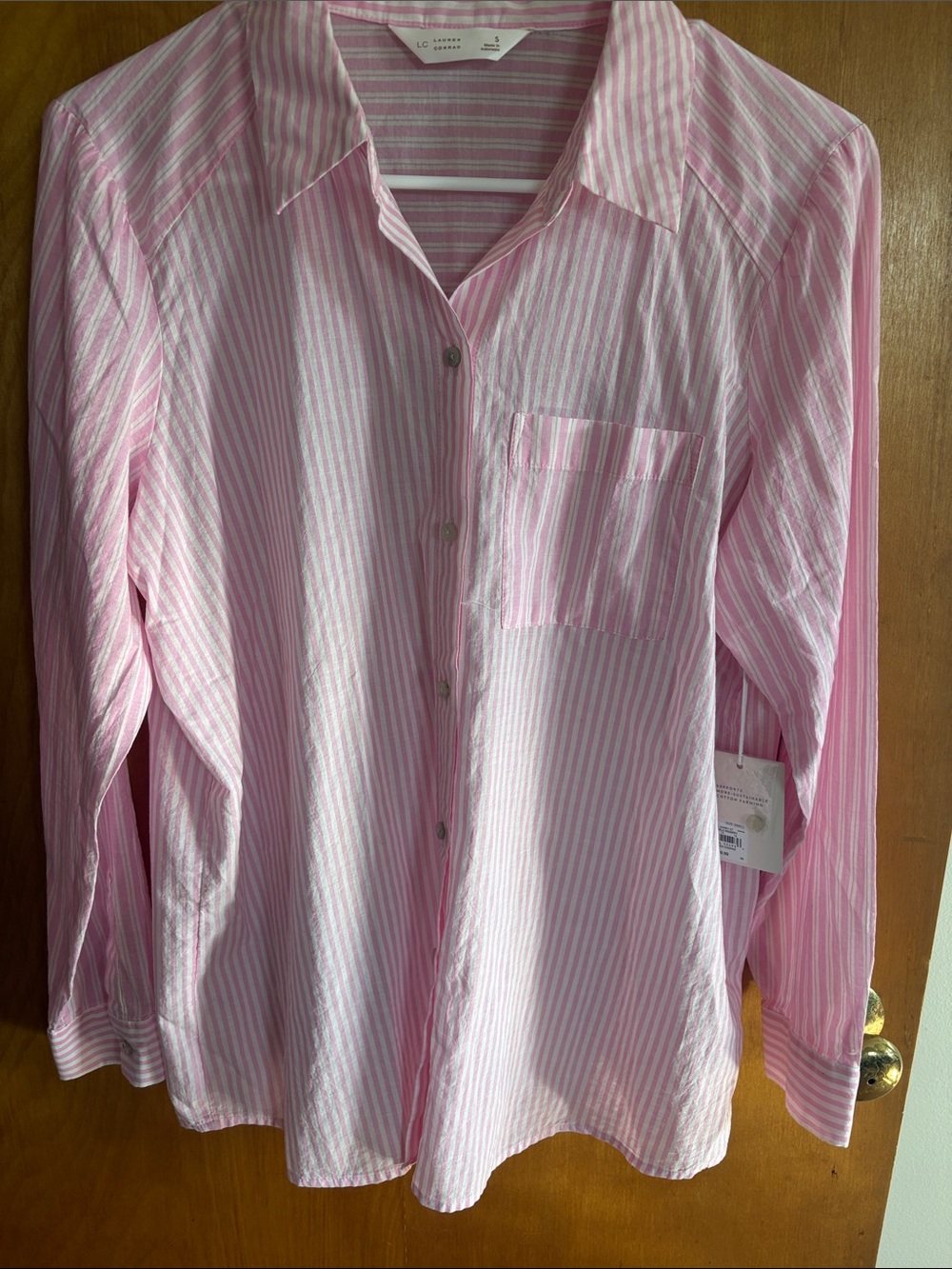 LC Lauren Conrad Pink and White Striped Button-Down Shirt